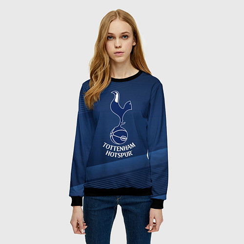 Женский свитшот Tottenham hotspur Синяя абстракция / 3D-Черный – фото 3