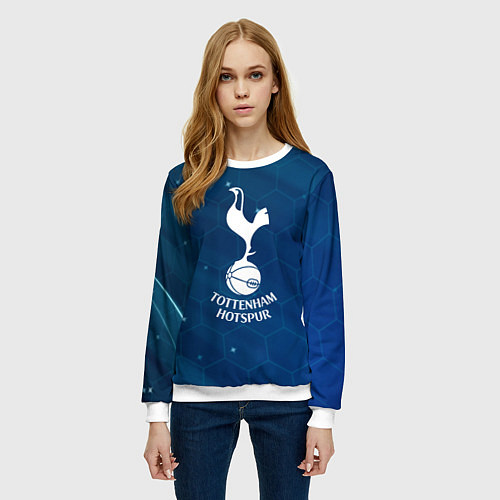 Женский свитшот Tottenham hotspur Соты абстракция / 3D-Белый – фото 3