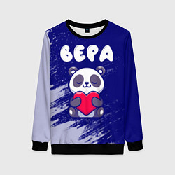 Свитшот женский Вера панда с сердечком, цвет: 3D-черный