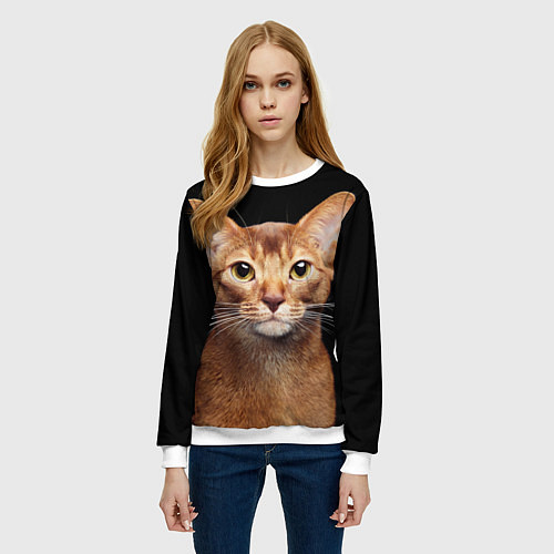 Женский свитшот Молодая абиссинская кошечка / 3D-Белый – фото 3