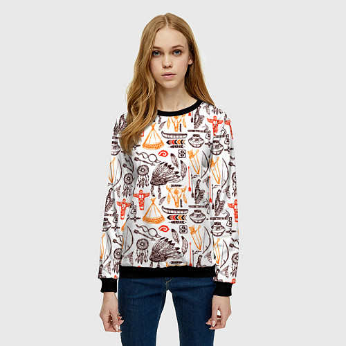 Женский свитшот Native American items / 3D-Черный – фото 3
