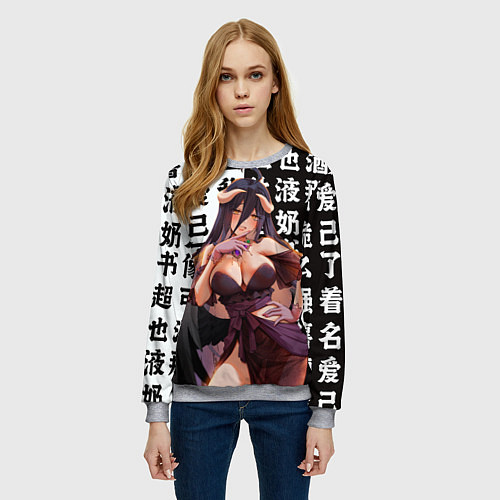 Женский свитшот Альбедо - Повелитель тьмы аниме / 3D-Меланж – фото 3