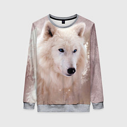 Свитшот женский Белый зимний волк, цвет: 3D-меланж