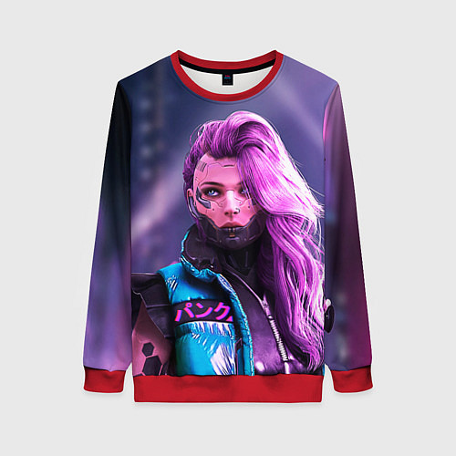 Женский свитшот Cyberpunk 2077 - Валери V / 3D-Красный – фото 1