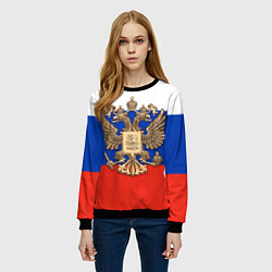 Свитшот женский Герб России на фоне флага, цвет: 3D-черный — фото 2