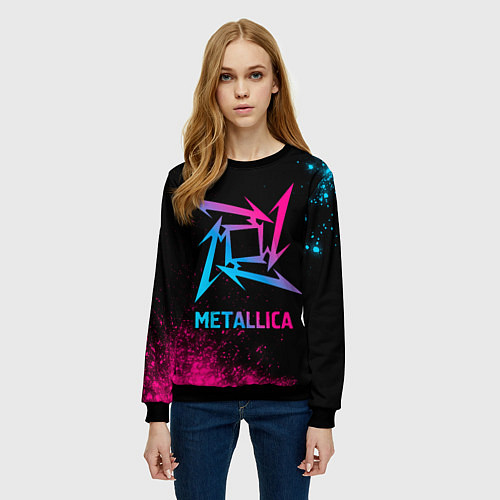 Женский свитшот Metallica - neon gradient / 3D-Черный – фото 3