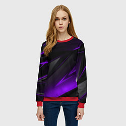 Свитшот женский Черно-фиолетовая геометрическая абстракция, цвет: 3D-красный — фото 2