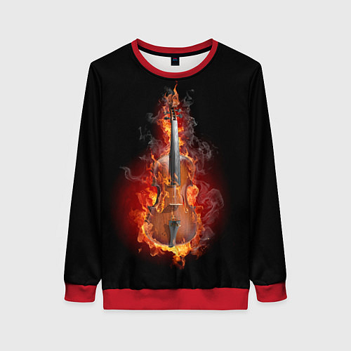 Женский свитшот Скрипка в огне / 3D-Красный – фото 1