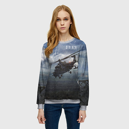 Женский свитшот STALKER Вертолёт Над Зоной / 3D-Меланж – фото 3