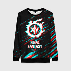 Свитшот женский Final Fantasy в стиле glitch и баги графики на тем, цвет: 3D-черный