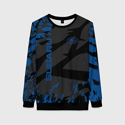 Свитшот женский Subaru - следы шин, цвет: 3D-черный