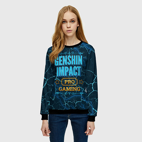 Женский свитшот Игра Genshin Impact: pro gaming / 3D-Черный – фото 3