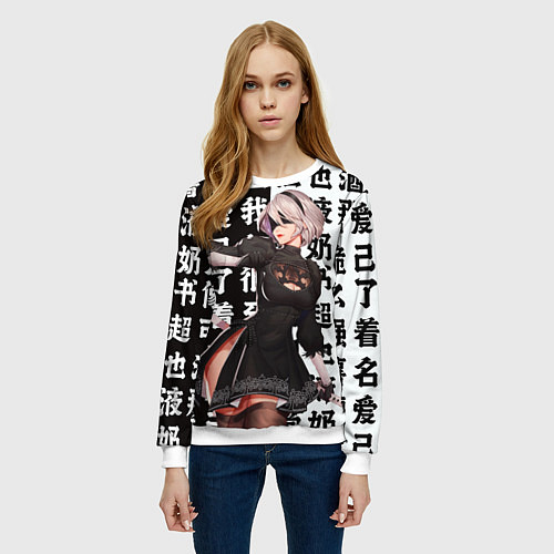 Женский свитшот 2B с катаной Nier Automata / 3D-Белый – фото 3