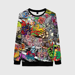 Женский свитшот Цветное граффити и татуировки