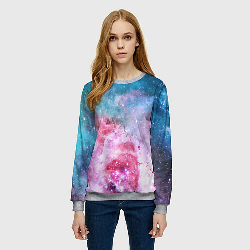 Женский свитшот Вспыхнувший космос / 3D-Меланж – фото 3