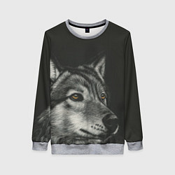 Свитшот женский Спокойный серый волк, цвет: 3D-меланж