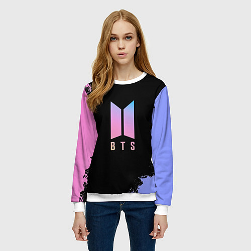 Женский свитшот BTS Blue And Pink / 3D-Белый – фото 3
