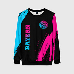 Свитшот женский Bayern - neon gradient: надпись, символ, цвет: 3D-черный