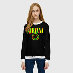 Свитшот женский Nirvana logo glitch, цвет: 3D-белый — фото 2