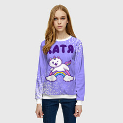 Свитшот женский Катя кошка единорожка, цвет: 3D-белый — фото 2