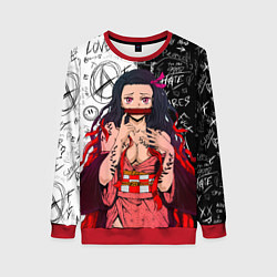 Свитшот женский Незуко - Клинок рассекающий демонов, цвет: 3D-красный