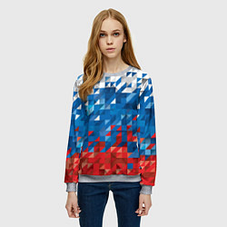 Свитшот женский Полигональный флаг России!, цвет: 3D-меланж — фото 2
