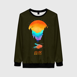 Свитшот женский Nature - minimalism Japan, цвет: 3D-черный