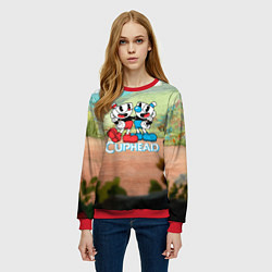 Свитшот женский Cuphead природа, цвет: 3D-красный — фото 2