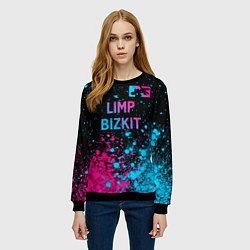 Свитшот женский Limp Bizkit - neon gradient: символ сверху, цвет: 3D-черный — фото 2