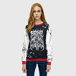 Свитшот женский Bring Me the Horizon краска, цвет: 3D-красный — фото 2