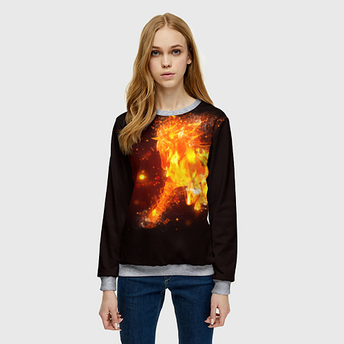 Женский свитшот Огненная лошадь мчит галопом / 3D-Меланж – фото 3