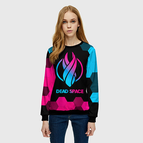 Женский свитшот Dead Space - neon gradient / 3D-Черный – фото 3