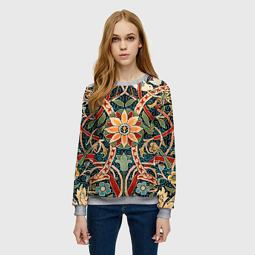 Женский свитшот Ковер с птицами / 3D-Меланж – фото 3