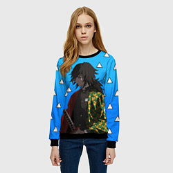 Свитшот женский Гию Томиока - Клинок, цвет: 3D-черный — фото 2