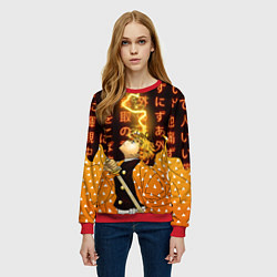 Свитшот женский Иероглифы - Зеницу - Клинок, цвет: 3D-красный — фото 2