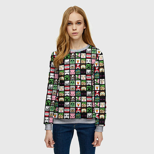 Женский свитшот Minecraft: characters / 3D-Меланж – фото 3