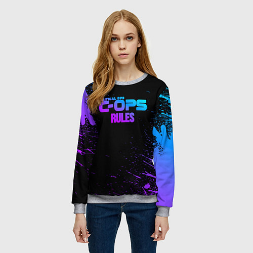 Женский свитшот Critical ops neon / 3D-Меланж – фото 3