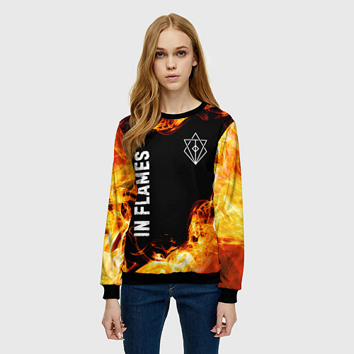 Женский свитшот In Flames и пылающий огонь / 3D-Черный – фото 3
