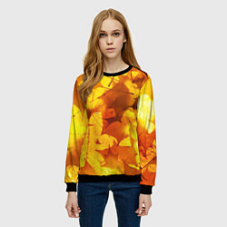 Свитшот женский Осенние золотые листья, цвет: 3D-черный — фото 2