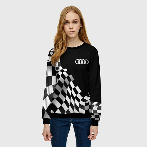 Женский свитшот Audi racing flag / 3D-Черный – фото 3