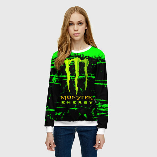 Женский свитшот Monster energy green neon / 3D-Белый – фото 3