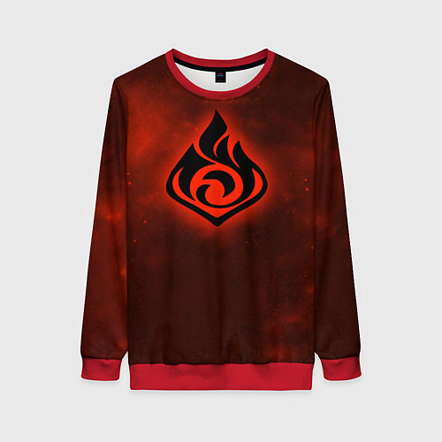 Женский свитшот ПИРО элемент Genshin Impact / 3D-Красный – фото 1