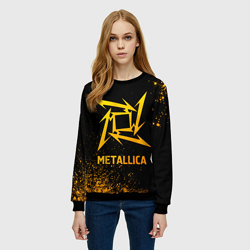 Женский свитшот Metallica - gold gradient / 3D-Черный – фото 3