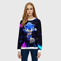 Свитшот женский Sonic running, цвет: 3D-белый — фото 2
