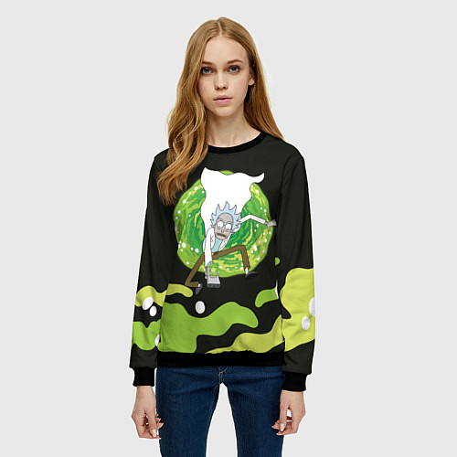 Женский свитшот Rick from the portal / 3D-Черный – фото 3
