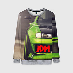 Свитшот женский JDM машина зеленая тюнингованная, цвет: 3D-меланж