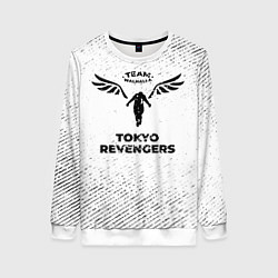 Свитшот женский Tokyo Revengers с потертостями на светлом фоне, цвет: 3D-белый
