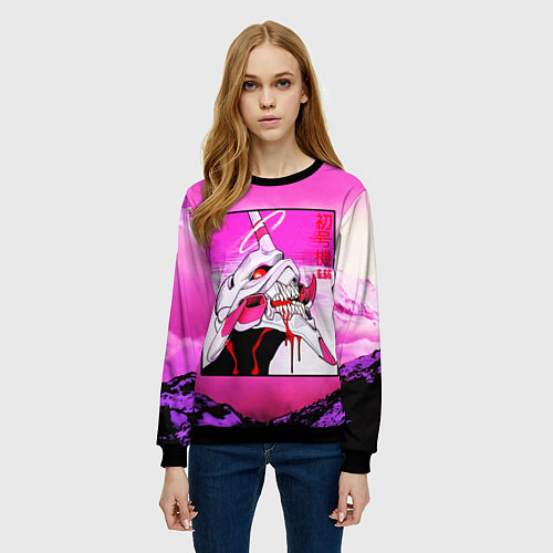 Женский свитшот Neon Genesis Evangelion: Eva 01 / 3D-Черный – фото 3