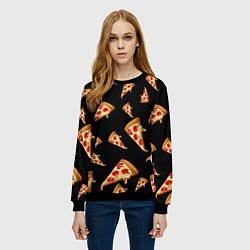 Свитшот женский Куски пиццы на черном фоне, цвет: 3D-черный — фото 2