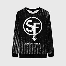 Свитшот женский Sally Face с потертостями на темном фоне, цвет: 3D-черный